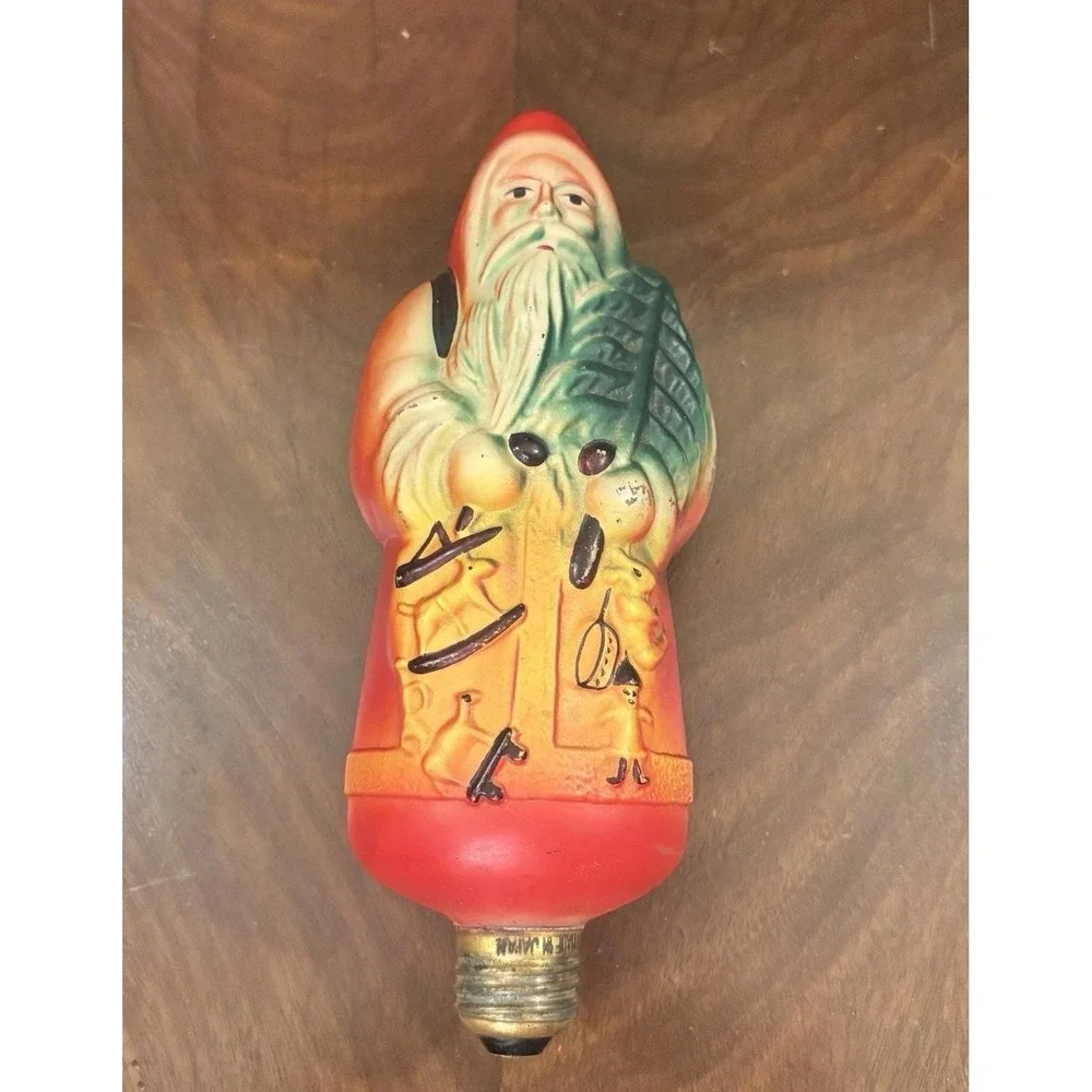 Vintage Belsnickel Santa Claus Figural Christmas Light Bulb 9